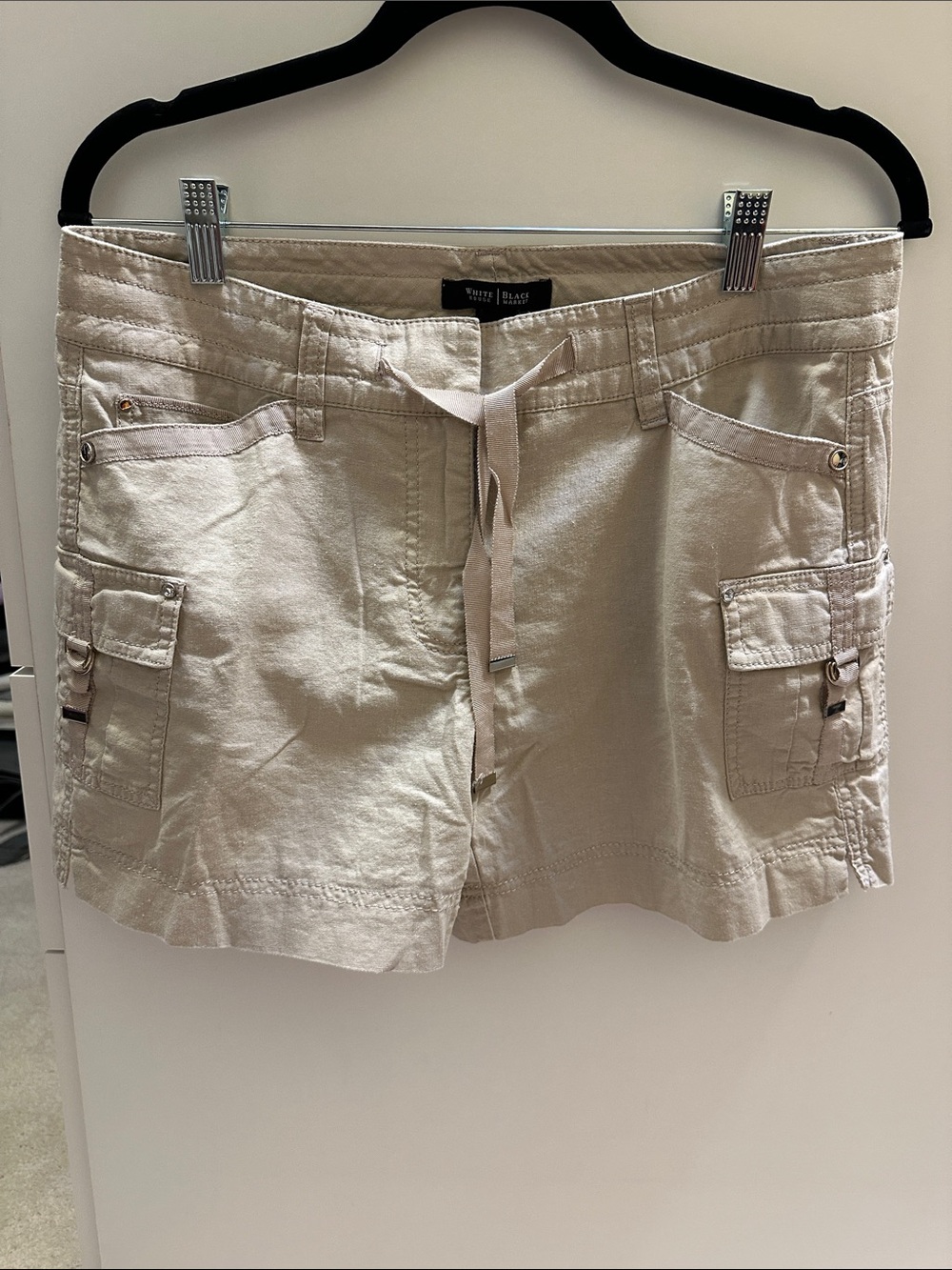 White House Black Market Beige Drawstring Cargo Skirt